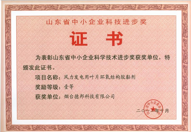 山東省中小企業(yè)科學(xué)技術(shù)進(jìn)步一等獎